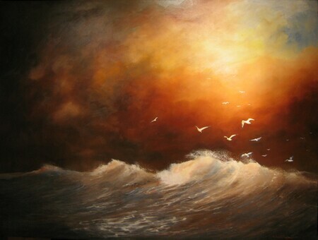 Surfing seagulls 36in x 48in $2,000.00