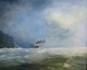 Steamship in heavy weather off the coast 16in x 20in
